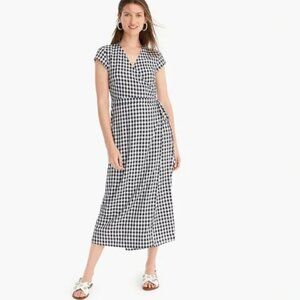 J.Crew Short Sleeve Gingham Midi Wrap Dress - Size XS
